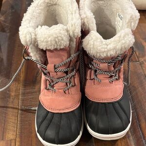 Cat & Jack Pink and Black Kids Snow Boots